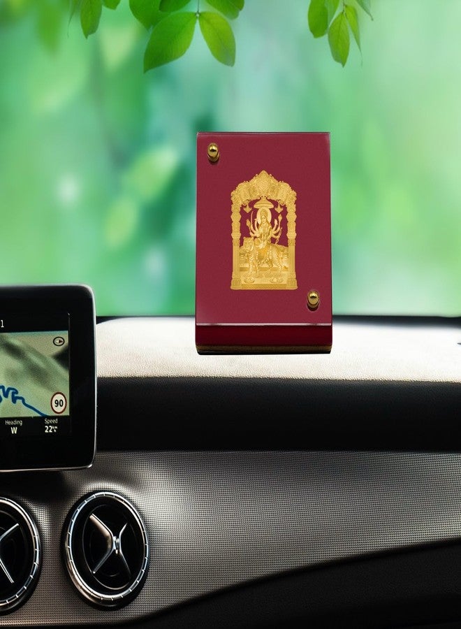 DIVINITI 24K Gold Plated Durga Mata Frame for Car Dashboard Home Decor Table Office MDF 1B Royal Car Frame with 24K Gold Plated Foil Religious for Puja Festival Gift (5.5 CM x 6.5 CM) - Image 2